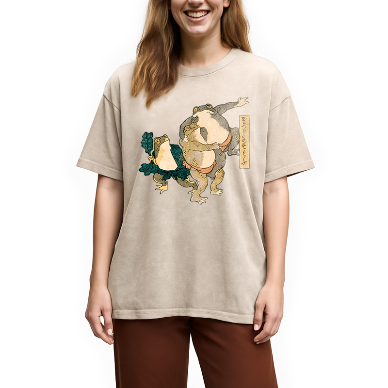 Tokyocanvas Sumo Frogs Japan Washed T-Shirt