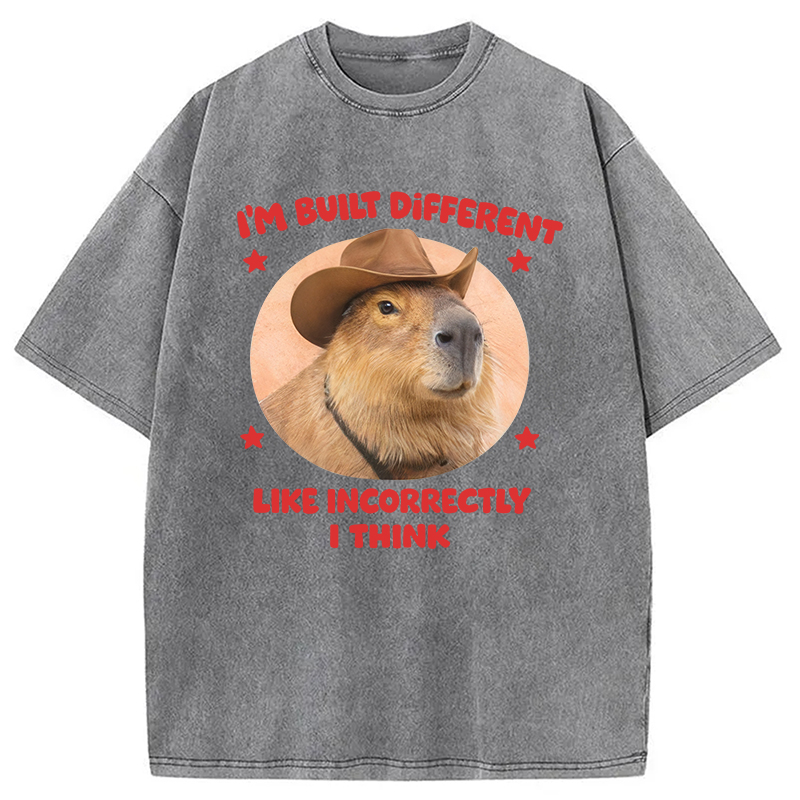 Tokyocanvas I'm Built Different Like Incorrectly Capybara Washed T-Shirt