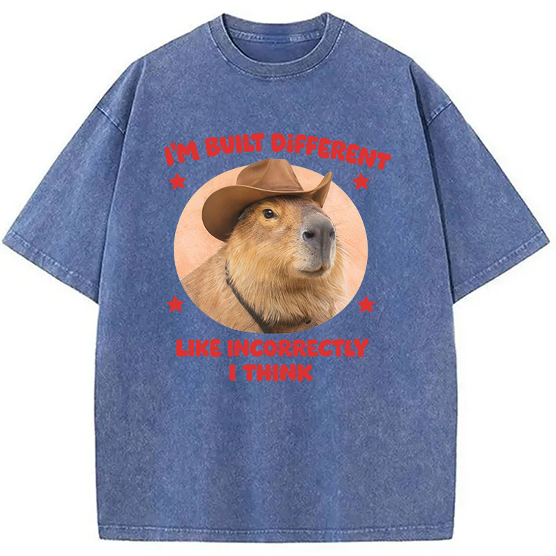 Tokyocanvas I'm Built Different Like Incorrectly Capybara Washed T-Shirt