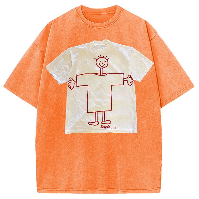 Tokyocanvas Children's Self Drawing Shirt Of Washed T-Shirt