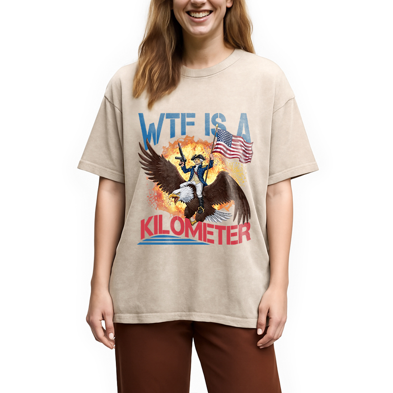 Tokyocanvas WTF Is A Kilometer Funny Washed T-Shirt