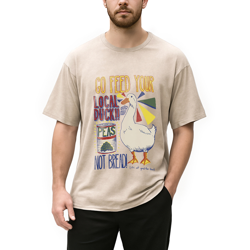 Tokyocanvas Go Feed Your Local Duck Funny Washed T-Shirt