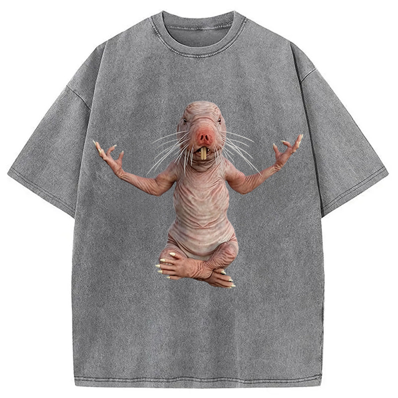 Tokyocanvas Funny Naked Mole-Rat Washed T-Shirt