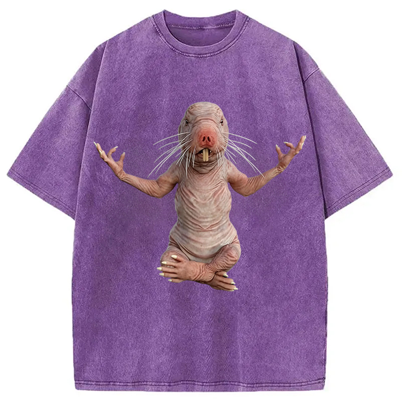 Tokyocanvas Funny Naked Mole-Rat Washed T-Shirt