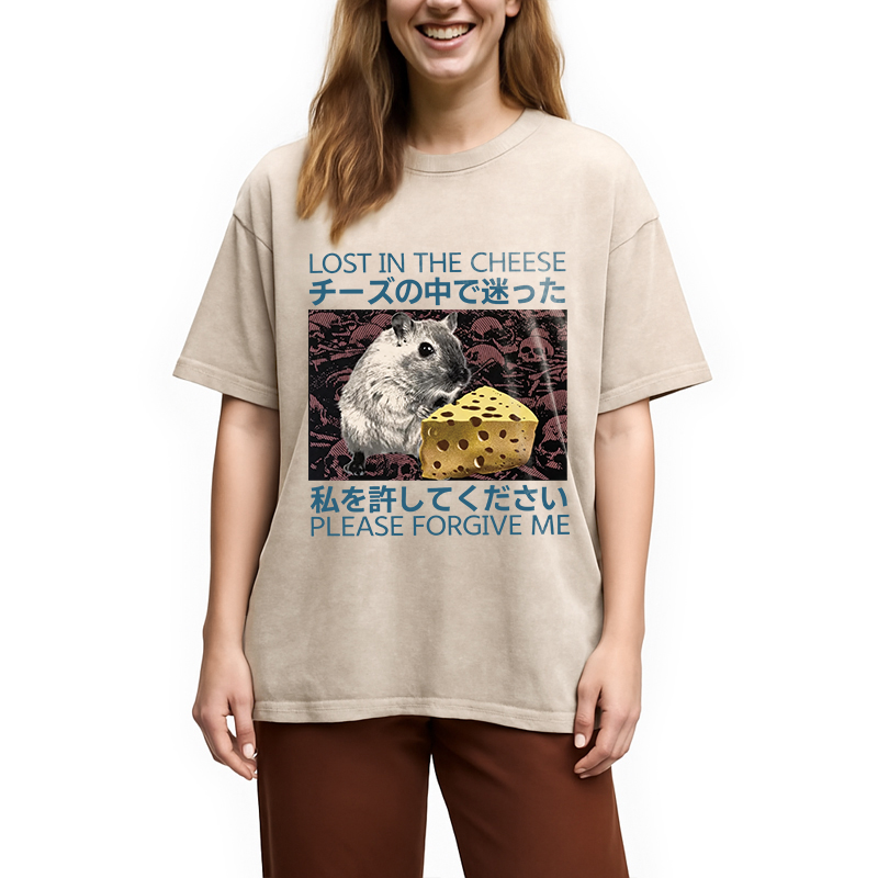 Tokyocanvas Lost in Cheese Japanese Rat Washed T-Shirt