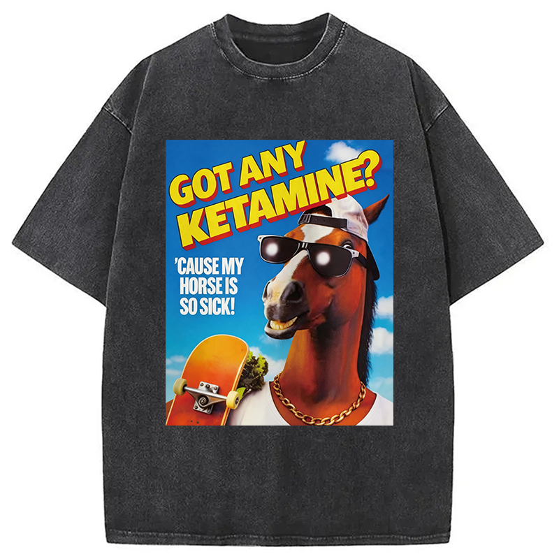 Tokyocanvas Got Any Ketamine Hilarious Horse Washed T-Shirt