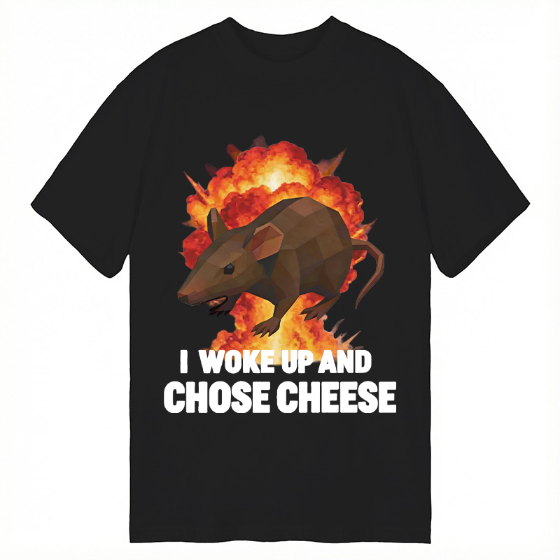 Tokyocanvas Woke Up and Chose Cheese Funny Rat Meme Classic T-Shirt