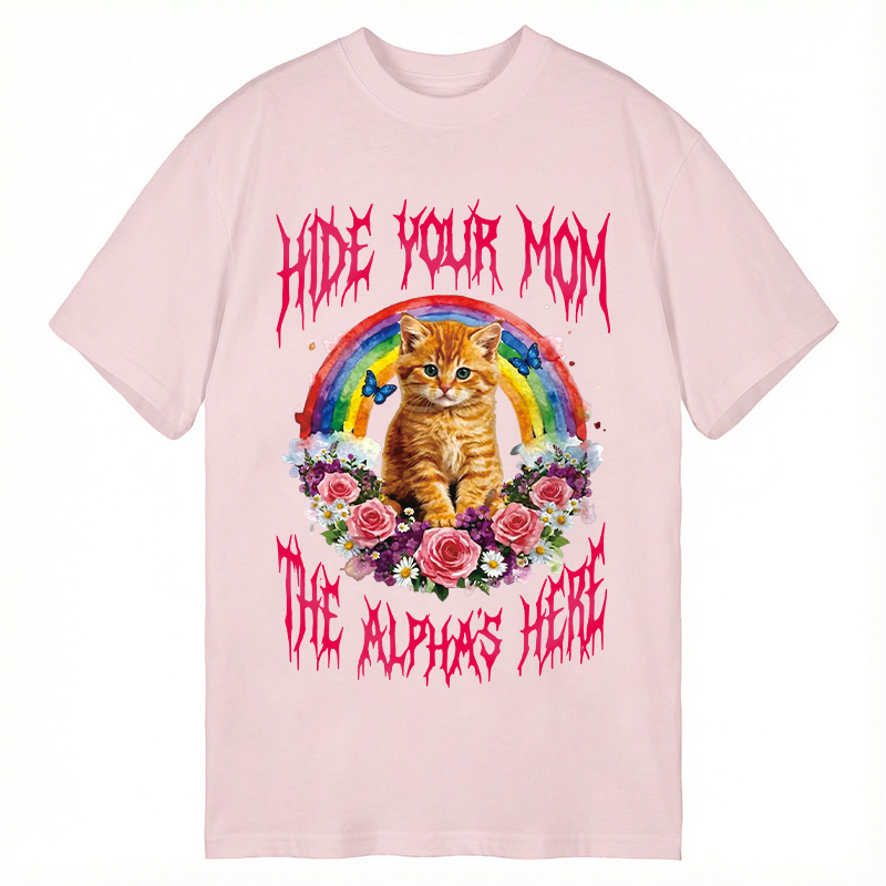 Tokyocanvas Hide Your Mom The Alpha Is Here Funny Cat Meme Classic T-Shirt