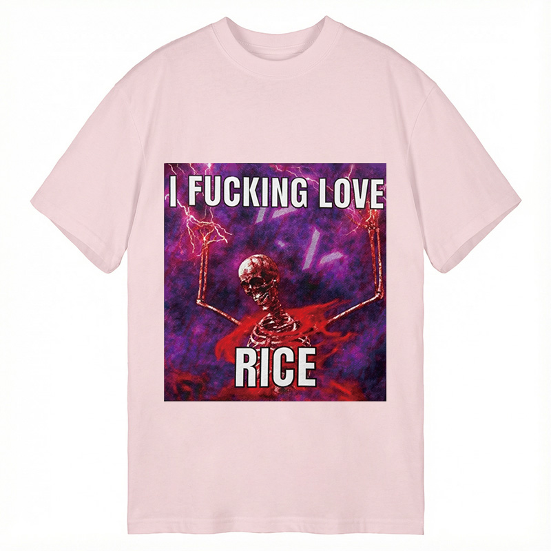 Tokyocanvas I F*cking Love Rice Funny Skeleton Meme Classic T-Shirt