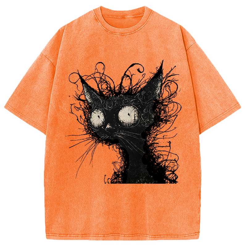Tokyocanvas Crazy Cat Art Washed T-Shirt