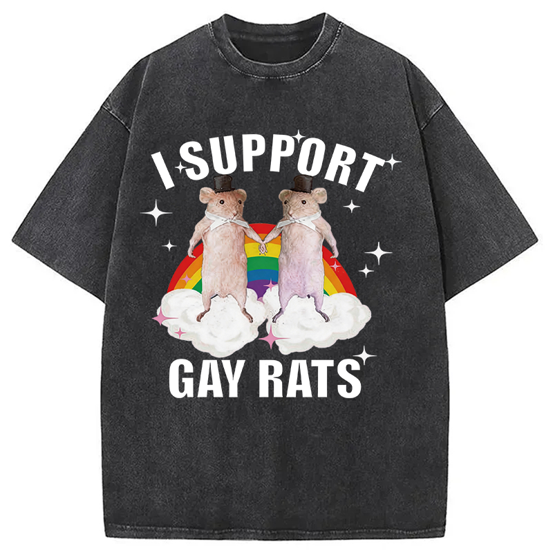Tokyocanvas Support Gay Rats Washed T-Shirt
