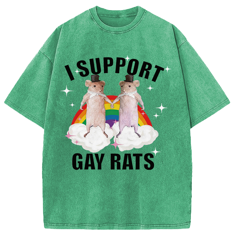 Tokyocanvas Support Gay Rats Washed T-Shirt