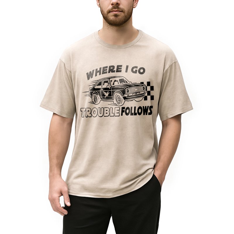Tokyocanvas Where I Go Trouble Follows Washed T-Shirt