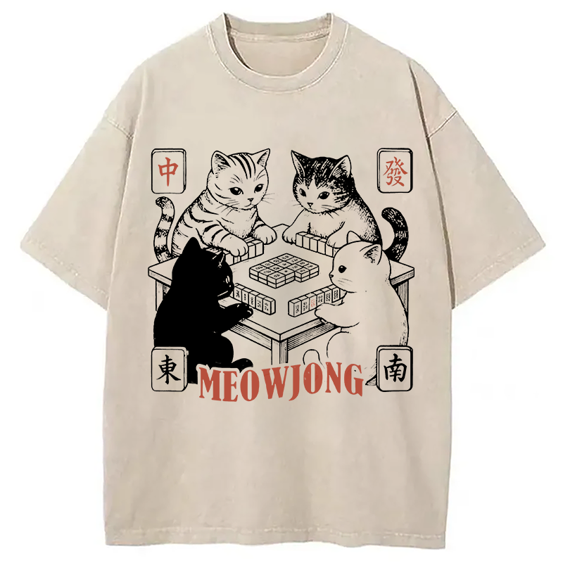 Tokyocanvas Meowjong Washed T-Shirt