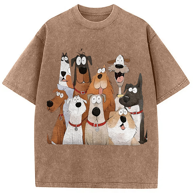 Tokyocanvas Funny Cute Dog Art Print Washed T-Shirt