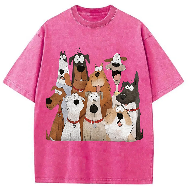 Tokyocanvas Funny Cute Dog Art Print Washed T-Shirt