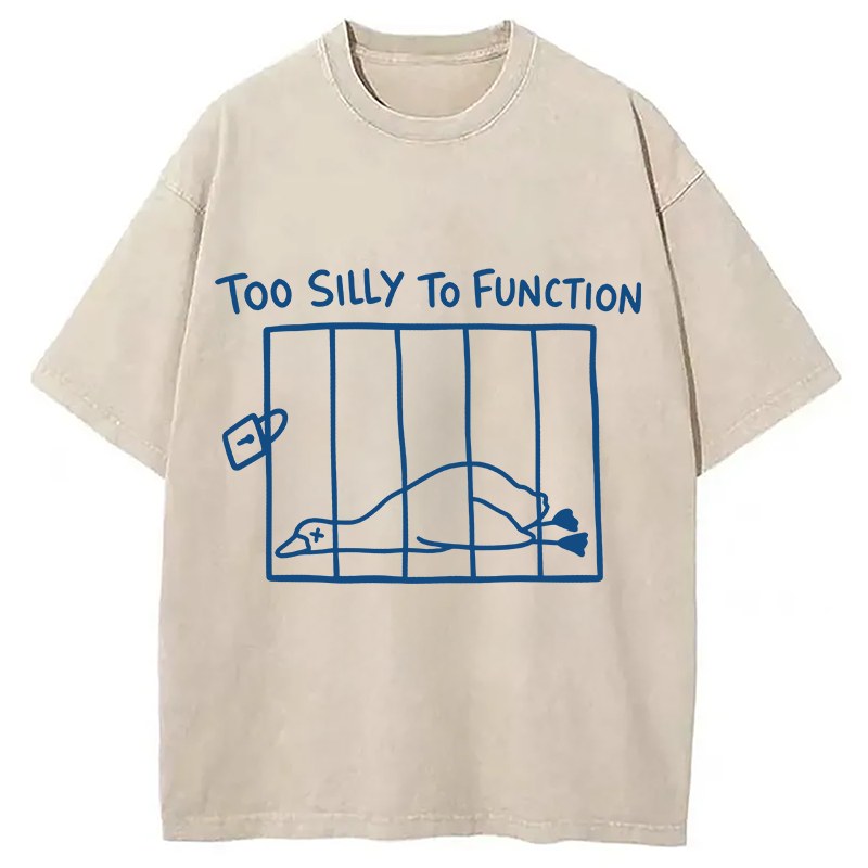 Tokyocanvas Too Silly To Function Goose Meme Washed T-Shirt