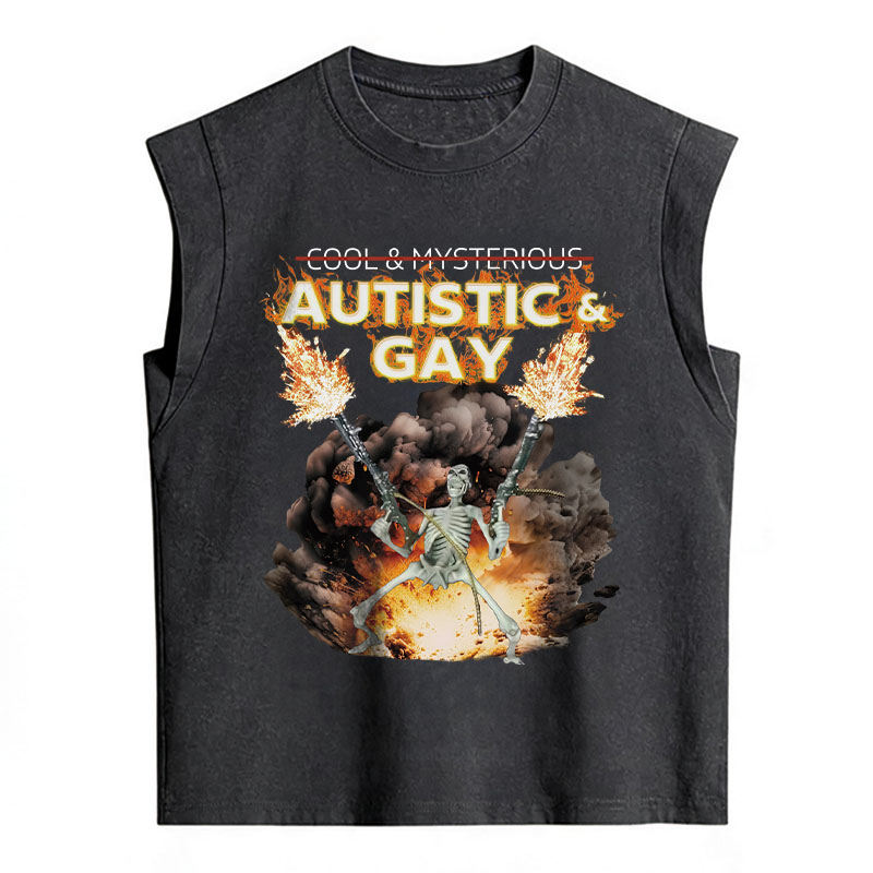 Tokyocanvas Autistic and Gay Skeleton Explosion Sleeveless Tank