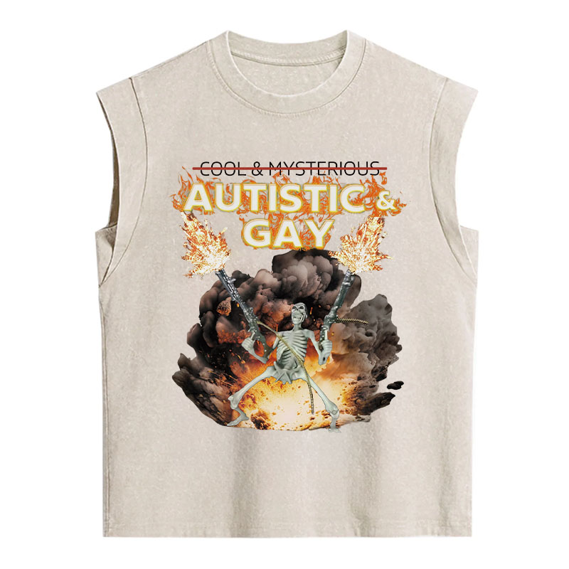 Tokyocanvas Autistic and Gay Skeleton Explosion Sleeveless Tank