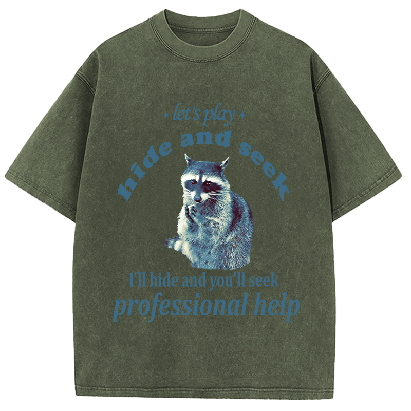 Tokyocanvas Let's Play Hide and Seek Raccoon Washed T-Shirt