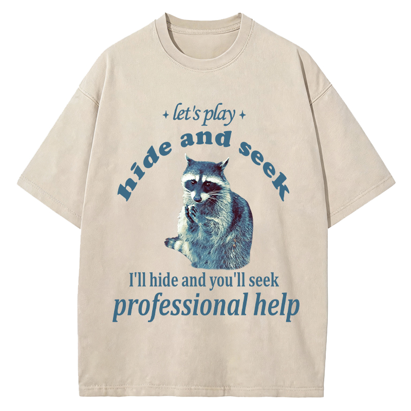 Tokyocanvas Let's Play Hide and Seek Raccoon Washed T-Shirt