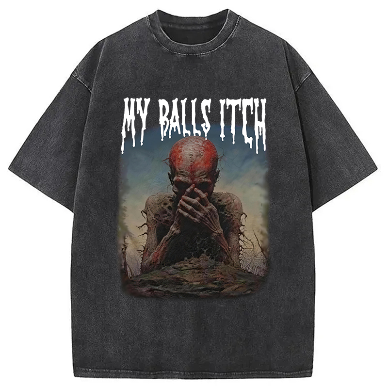 Tokyocanvas My Balls Inch Thinking Skeleton Washed T-Shirt