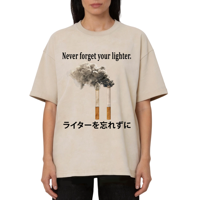 Tokyocanvas Never Forget Your Lighter Washed T-Shirt