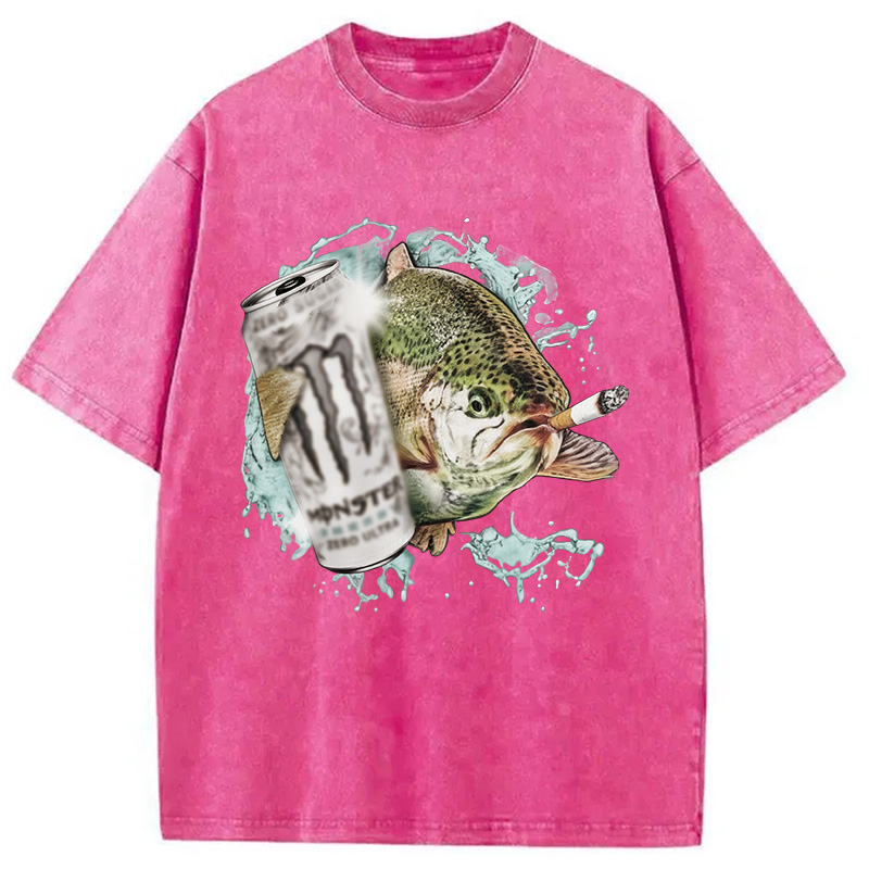 Tokyocanvas Trout With Cigarette Washed T-Shirt