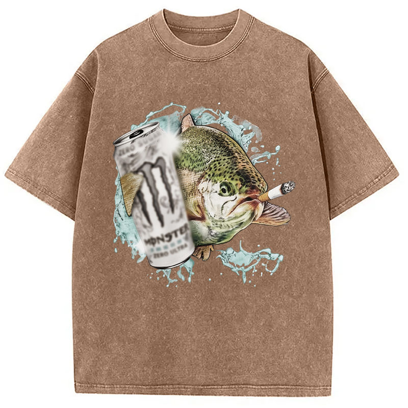Tokyocanvas Trout With Cigarette Washed T-Shirt