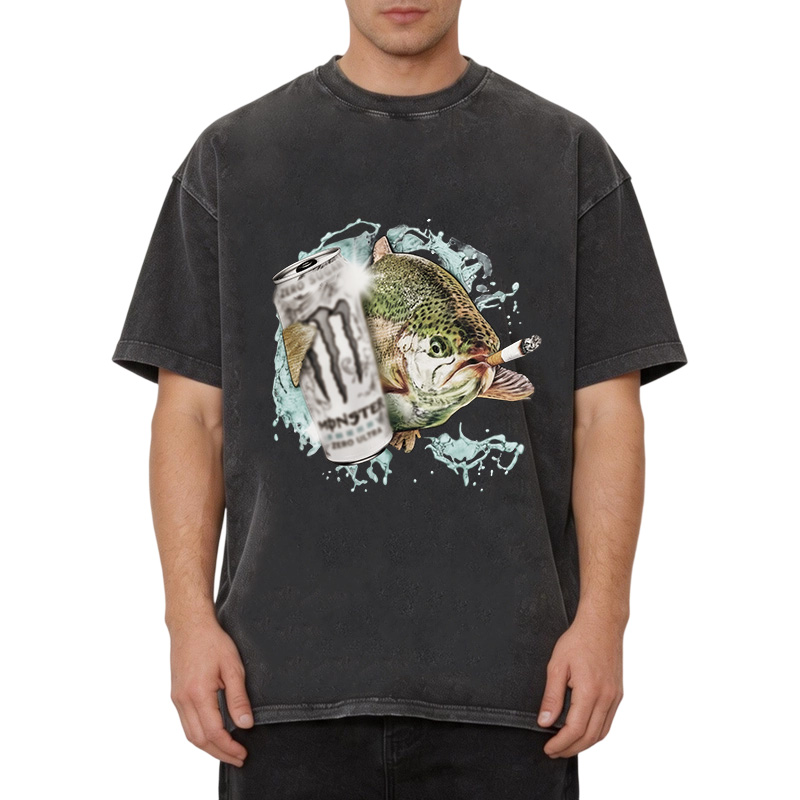 Tokyocanvas Trout With Cigarette Washed T-Shirt