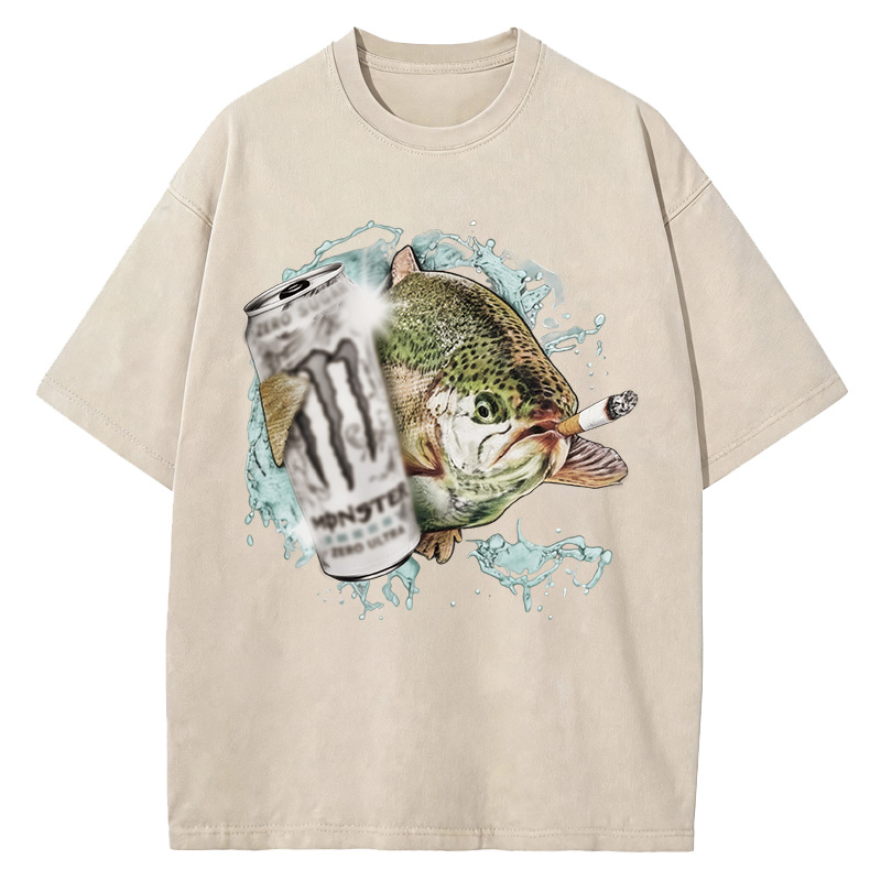 Tokyocanvas Trout With Cigarette Washed T-Shirt