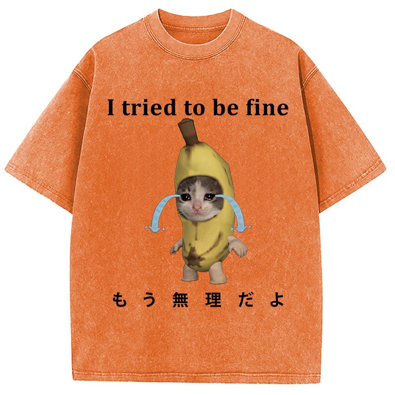 Tokyocanvas Crying Banana Cat Washed T-Shirt