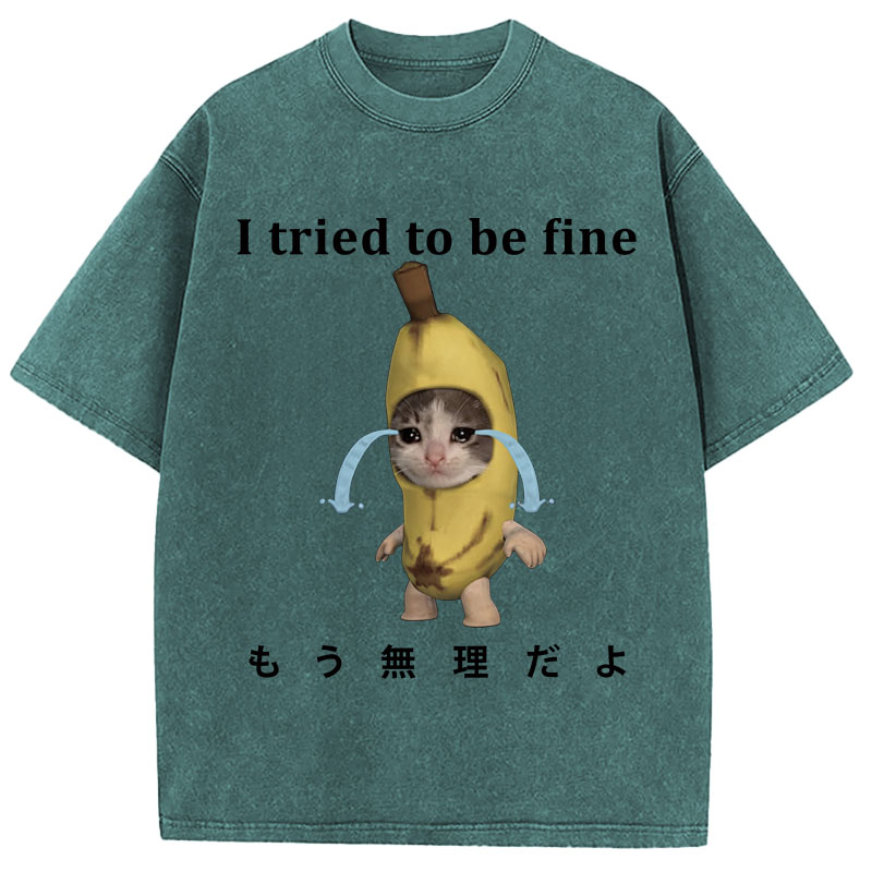 Tokyocanvas Crying Banana Cat Washed T-Shirt