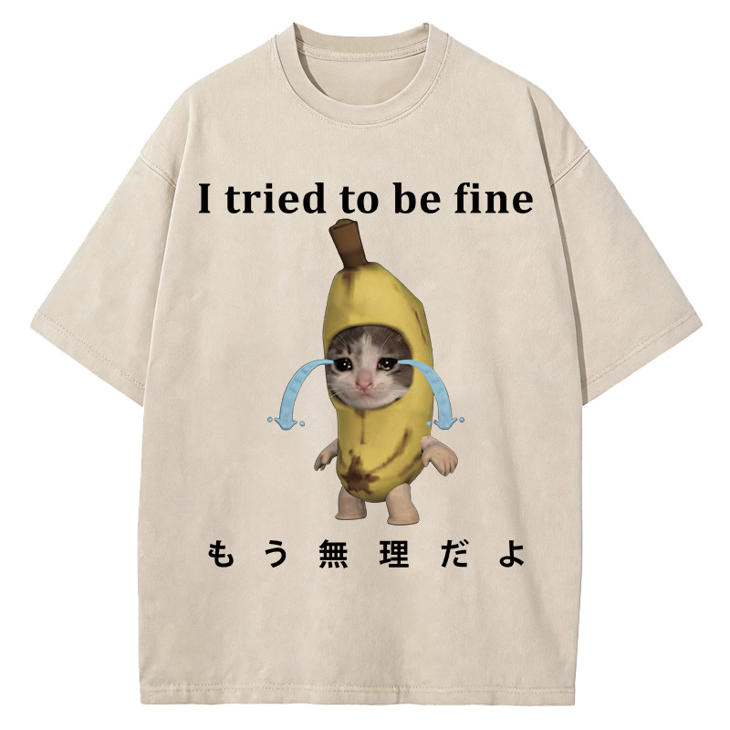Tokyocanvas Crying Banana Cat Washed T-Shirt