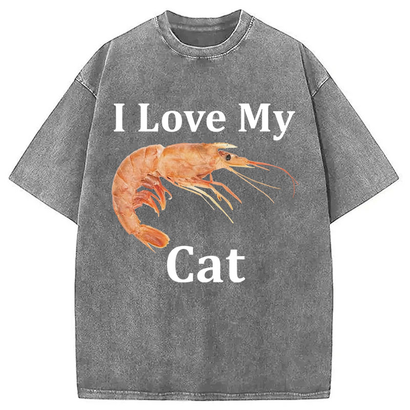 Tokyocanvas I Heart My Cat (Shrimp)  Washed T-Shirt