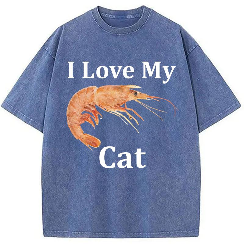 Tokyocanvas I Heart My Cat (Shrimp)  Washed T-Shirt