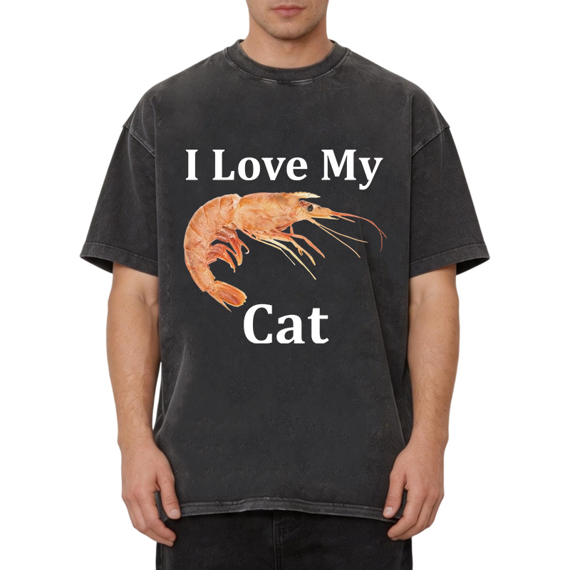 Tokyocanvas I Heart My Cat (Shrimp)  Washed T-Shirt