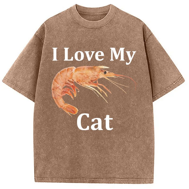 Tokyocanvas I Heart My Cat (Shrimp)  Washed T-Shirt