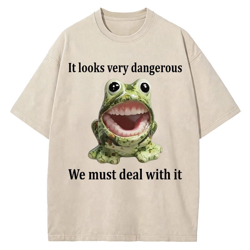 Tokyocanvas It Looks Very Dangerous Frog Washed T-Shirt