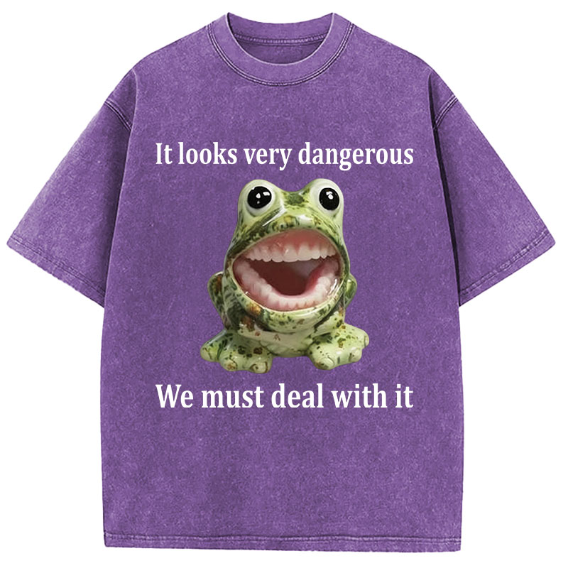 Tokyocanvas It Looks Very Dangerous Frog Washed T-Shirt