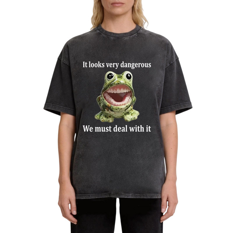 Tokyocanvas It Looks Very Dangerous Frog Washed T-Shirt
