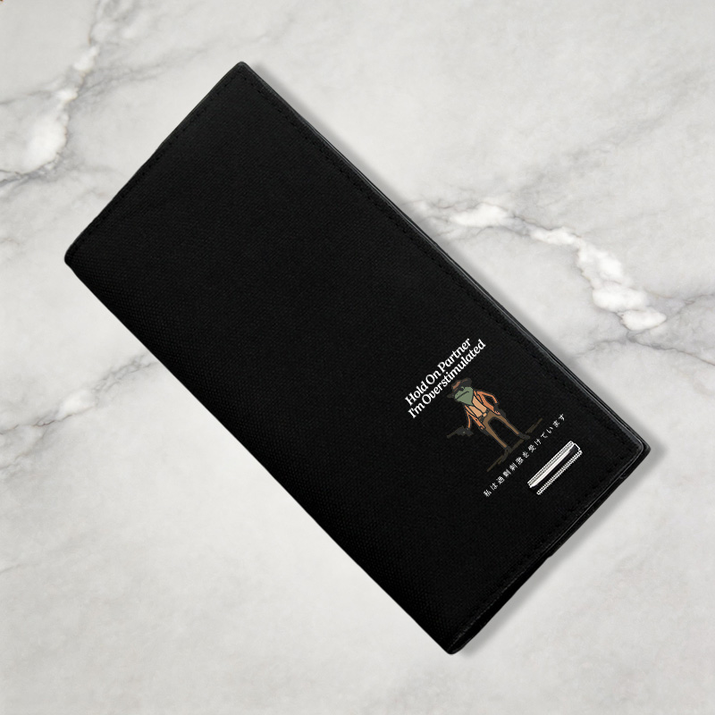 Tokyocanvas Hold On Partner I'm Overstimulated Canvas Wallet