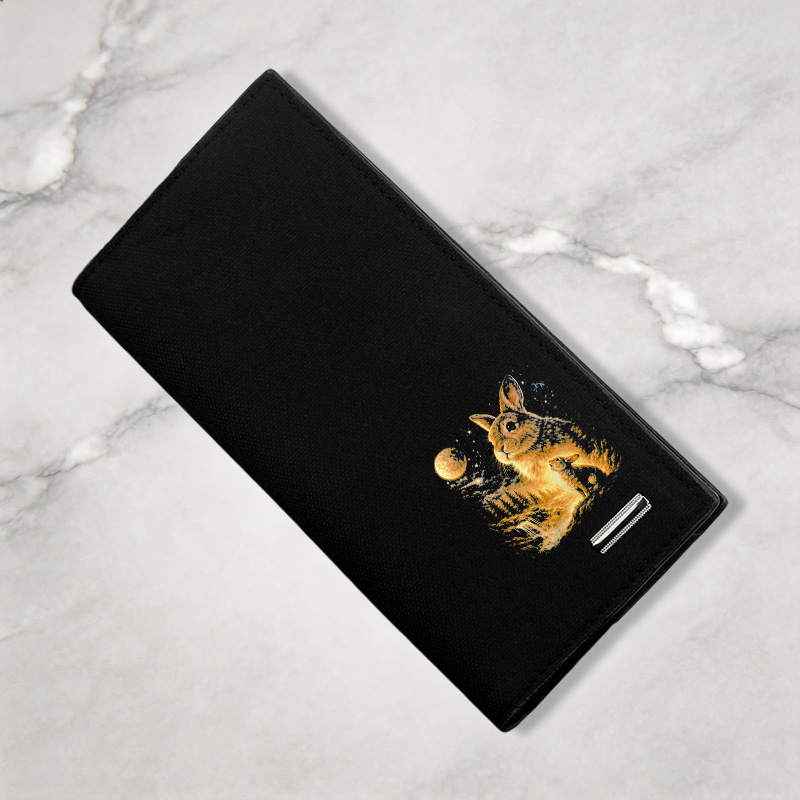 Tokyocanvas Bunny Howling to the Moon Canvas Wallet
