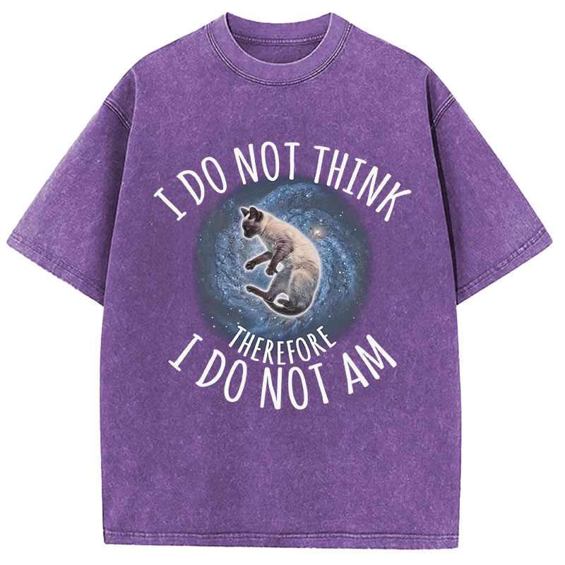 Tokyocanvas I Do Not Think Therefore I Do Not Am Cat Washed T-Shirt