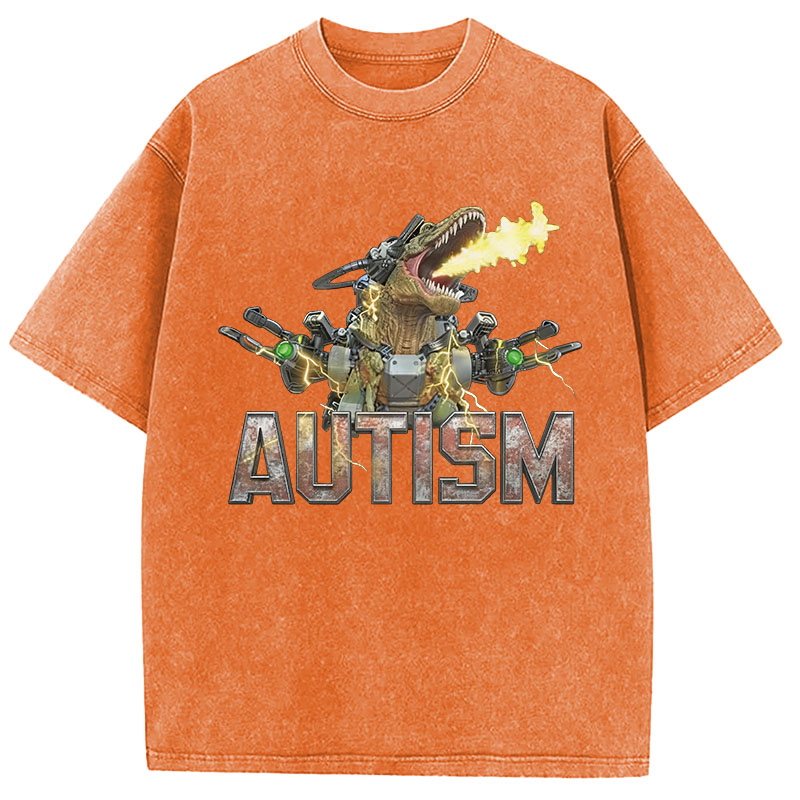 Tokyocanvas Autism Dinosaur Washed T-Shirt