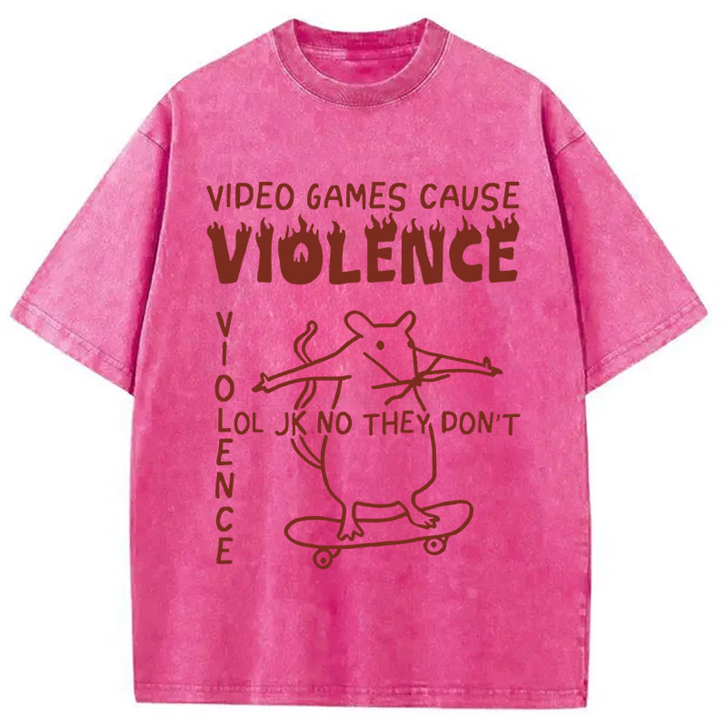 Tokyocanvas Video Games Cause Violence Washed T-Shirt