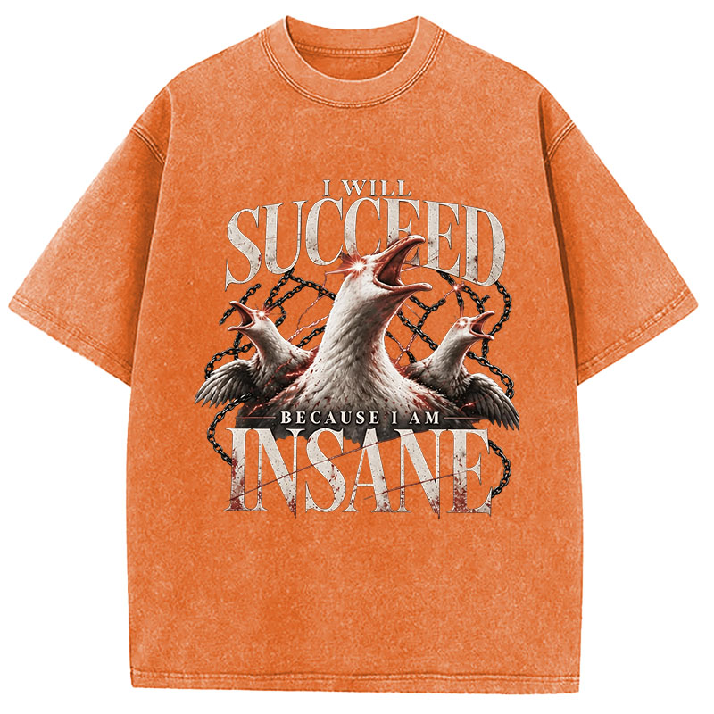 Tokyocanvas I Will Succeed Because I Am Insane Washed T-Shirt