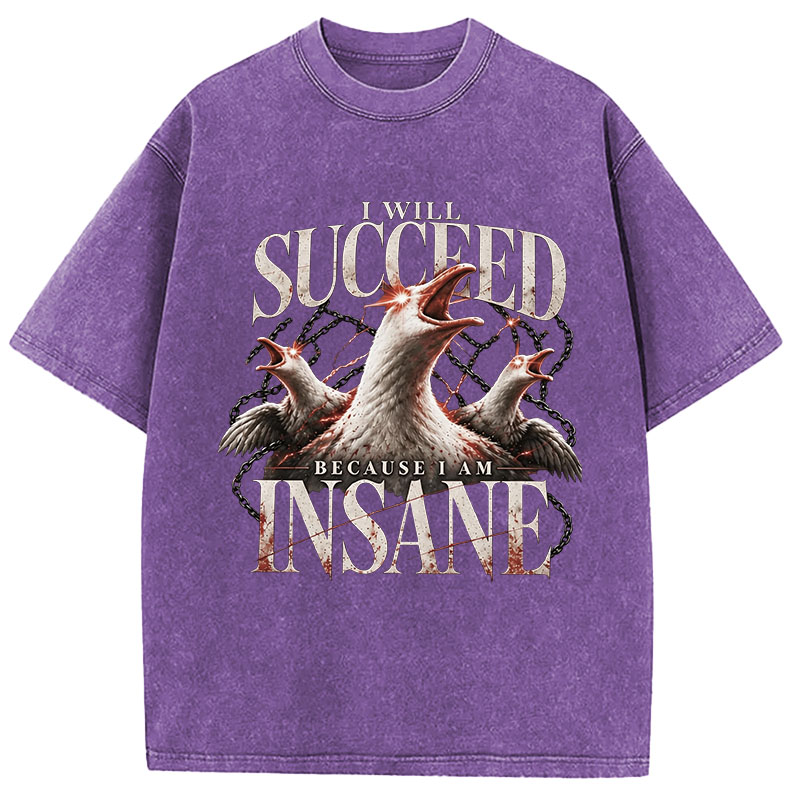 Tokyocanvas I Will Succeed Because I Am Insane Washed T-Shirt