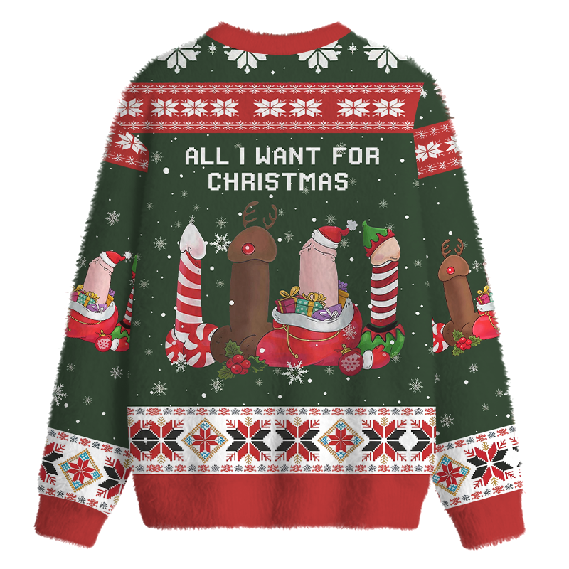 Tokyocanvas Cockmas Holiday Fuzzy Christmas Ugly Sweatshirt