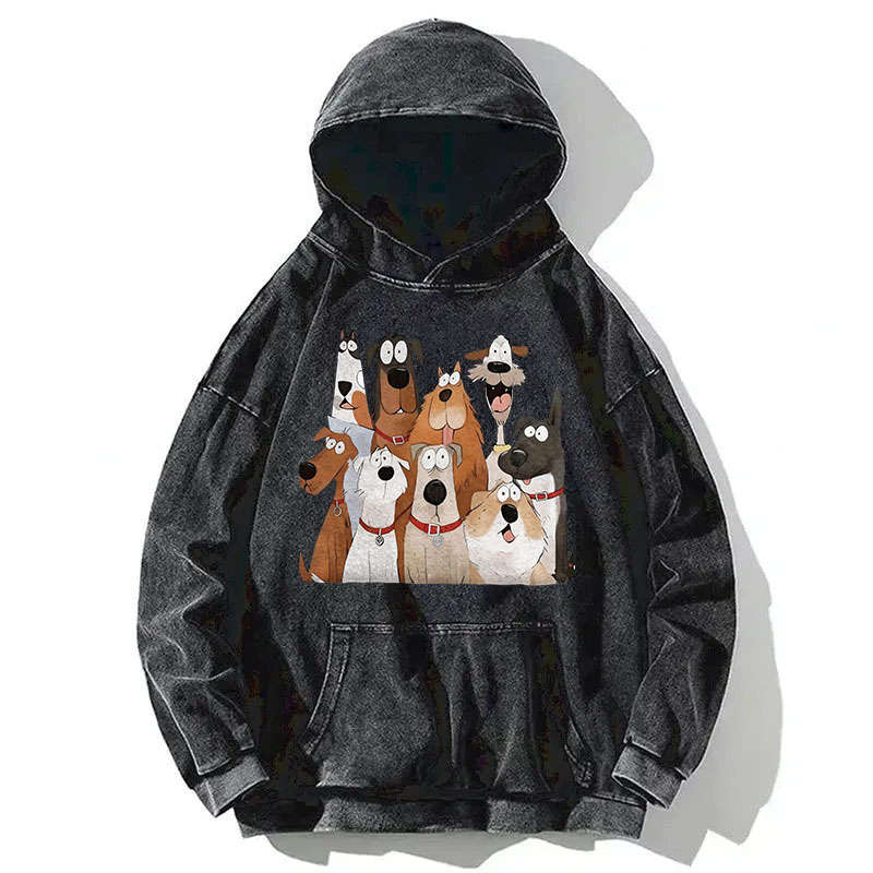 Tokyocanvas Funny Cute Dog Art Print Washed Hoodie